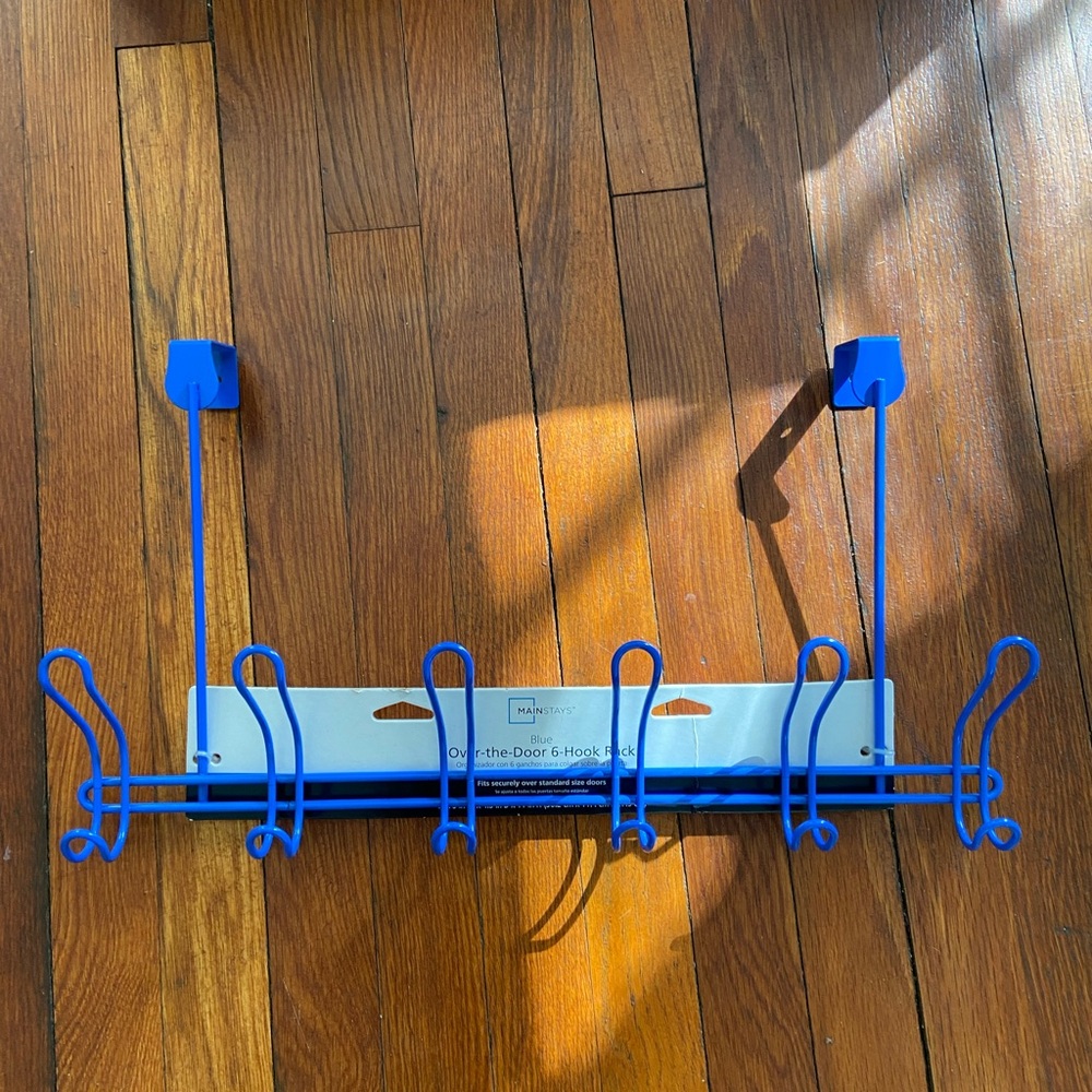 Blue Over-the-Door Hook Rack